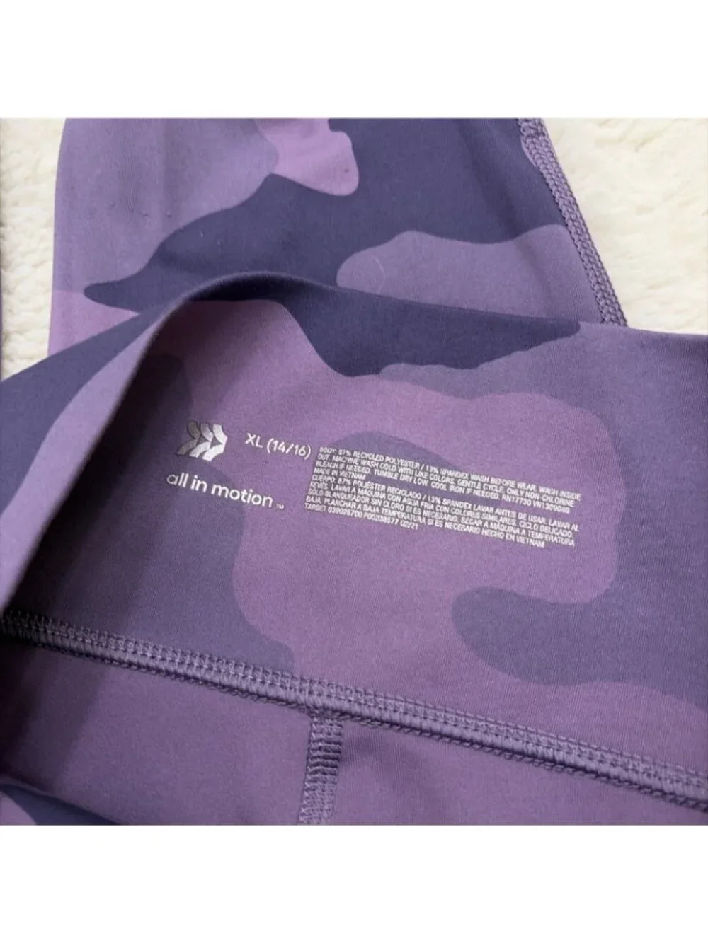 All In Motion Girls Purple Camp Leggings XL 14/16 Athletic